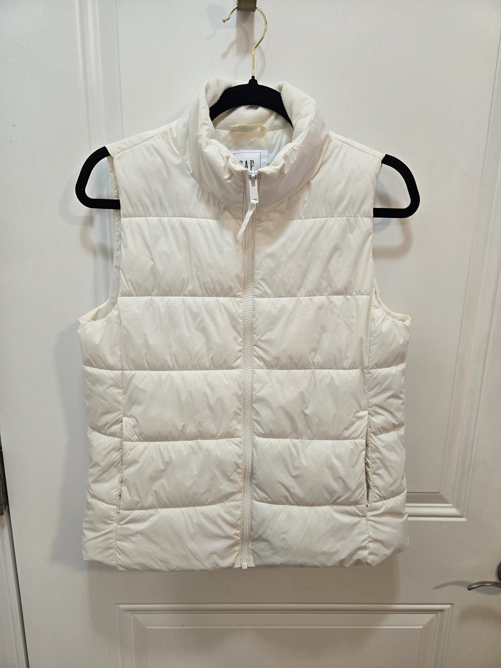 GAP Cream Quilted Puffer Vest with High Collar